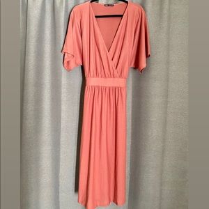 Rosey pink maxi dress by Zara.
